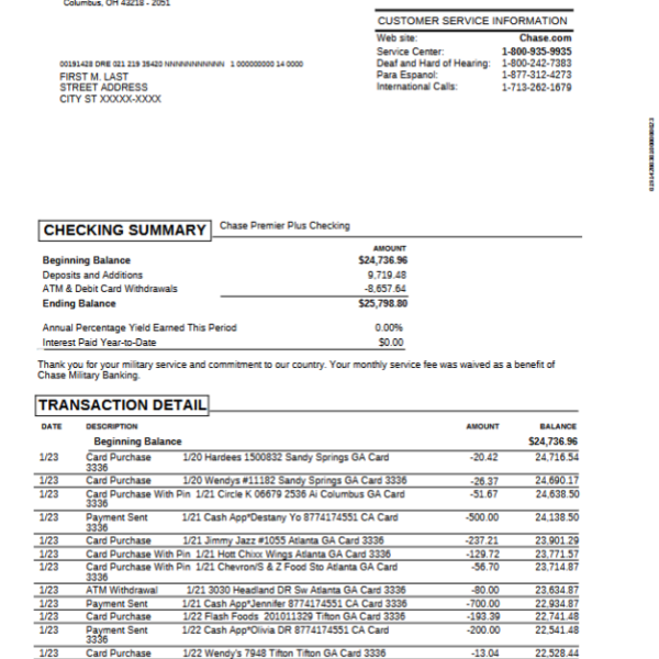 Chase Bank Statement